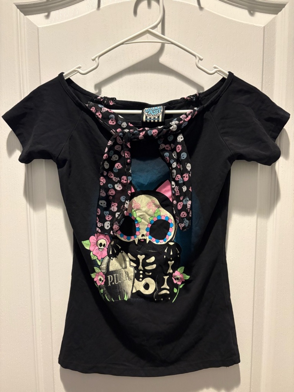 Too Fast Brand Kitty Cat Cheetah Bow TShirt Top Visual Kei Cyber Punk Goth Small